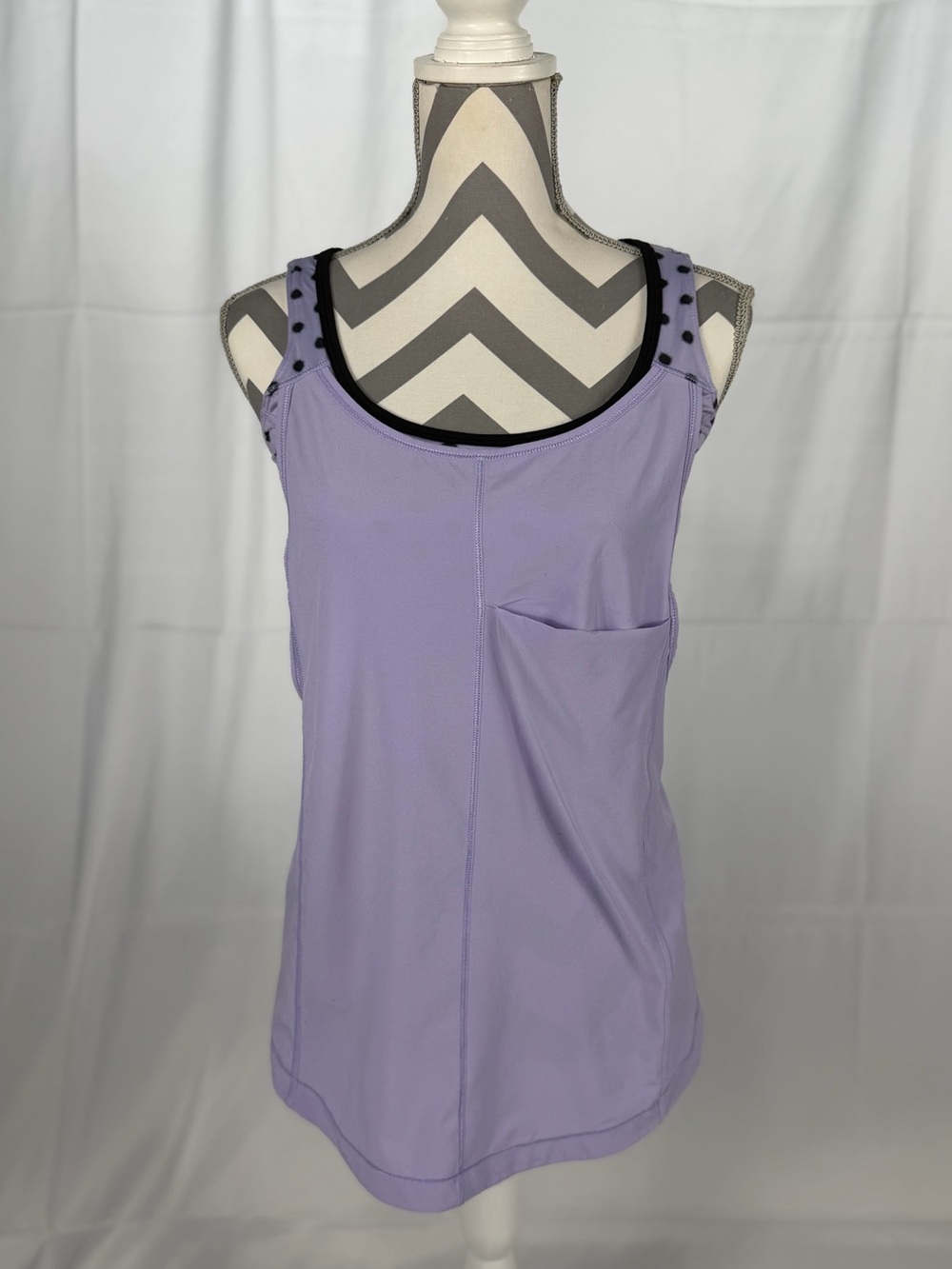 Lululemon 2-in-1 Purple Tank Top Built-in Polka Dot Sports Bra Size 6 Yoga Gym